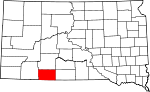 Map of South Dakota showing Bennett County - Click on map for a greater detail.