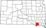 Map of South Dakota showing Bon Homme County - Click on map for a greater detail.