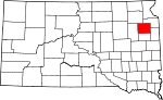 Map of South Dakota showing Codington County - Click on map for a greater detail.
