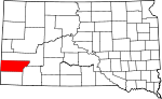 Map of South Dakota showing Custer County - Click on map for a greater detail.