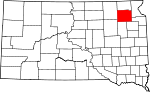 Map of South Dakota showing Day County - Click on map for a greater detail.