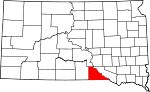 Map of South Dakota showing Gregory County - Click on map for a greater detail.