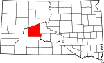 Map of South Dakota showing Haakon County - Click on map for a greater detail.