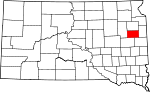 Map of South Dakota showing Hamlin County - Click on map for a greater detail.