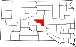 Map of South Dakota showing Hughes County - Click on map for a greater detail.