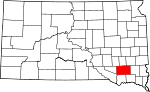 Map of South Dakota showing Hutchinson County - Click on map for a greater detail.