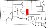 Map of South Dakota showing Hyde County - Click on map for a greater detail.