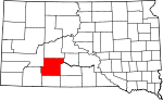 Map of South Dakota showing Jackson County - Click on map for a greater detail.