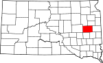 Map of South Dakota showing Kingsbury County - Click on map for a greater detail.