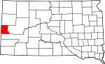 Map of South Dakota showing Lawrence County - Click on map for a greater detail.