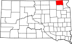 Map of South Dakota showing Marshall County - Click on map for a greater detail.