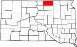 Map of South Dakota showing McPherson County - Click on map for a greater detail.