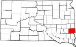 Map of South Dakota showing Minnehaha County - Click on map for a greater detail.
