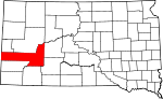 Map of South Dakota showing Pennington County - Click on map for a greater detail.