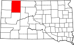 Map of South Dakota showing Perkins County - Click on map for a greater detail.