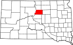 Map of South Dakota showing Potter County - Click on map for a greater detail.