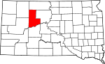 Map of South Dakota showing Ziebach County - Click on map for a greater detail.