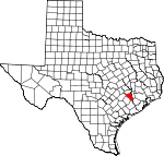 Map of Texas showing Austin County - Click on map for a greater detail.