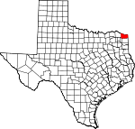 Map of Texas showing Bowie County - Click on map for a greater detail.