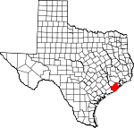 Map of Texas showing Brazoria County - Click on map for a greater detail.