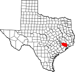 Map of Texas showing Harris County - Click on map for a greater detail.