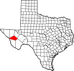 Map of Texas showing Jeff Davis County - Click on map for a greater detail.