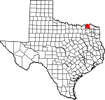 Map of Texas showing Lamar County - Click on map for a greater detail.
