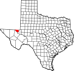Map of Texas showing Loving County - Click on map for a greater detail.