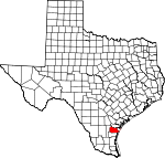 Map of Texas showing Nueces County - Click on map for a greater detail.