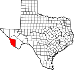 Map of Texas showing Presidio County - Click on map for a greater detail.