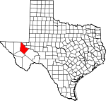 Map of Texas showing Reeves County - Click on map for a greater detail.