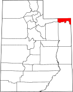 Map of Utah showing Daggett County - Click on map for a greater detail.