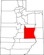 Map of Utah showing Emery County - Click on map for a greater detail.
