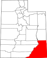 Map of Utah showing San Juan County - Click on map for a greater detail.