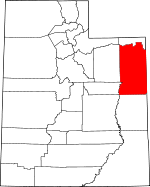 Map of Utah showing Uintah County - Click on map for a greater detail.