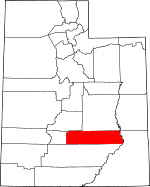 Map of Utah showing Wayne County - Click on map for a greater detail.
