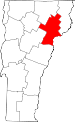 Map of Vermont showing Caledonia County - Click on map for a greater detail.