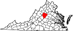 Map of Virginia showing Albemarle County - Click on map for a greater detail.