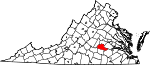 Map of Virginia showing Amelia County - Click on map for a greater detail.