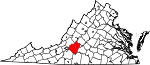 Map of Virginia showing Bedford County - Click on map for a greater detail.