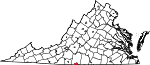 Map of Virginia showing City of Danville - Click on map for a greater detail.