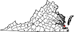 Map of Virginia showing City of Hampton - Click on map for a greater detail.