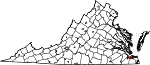 Map of Virginia showing City of Portsmouth - Click on map for a greater detail.