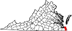Map of Virginia showing City of Virginia Beach - Click on map for a greater detail.