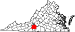 Map of Virginia showing Franklin County - Click on map for a greater detail.