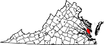 Map of Virginia showing Gloucester County - Click on map for a greater detail.
