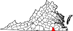 Map of Virginia showing Greensville County - Click on map for a greater detail.