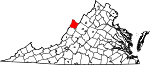 Map of Virginia showing Highland County - Click on map for a greater detail.