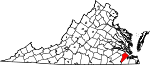 Map of Virginia showing Isle of Wight County - Click on map for a greater detail.
