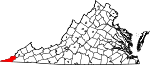 Map of Virginia showing Lee County - Click on map for a greater detail.